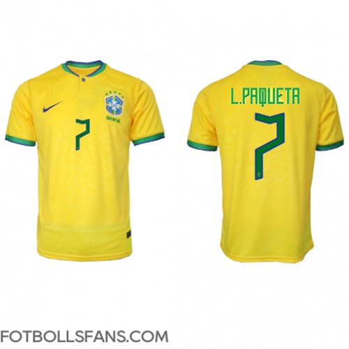 Brasilien Lucas Paqueta #7 Replika Hemmatröja VM 2022 Kortärmad